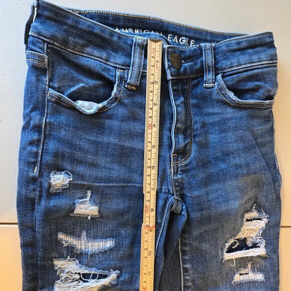 American Eagle Jegging Women's 00 Short Blue Next Level Stretch Distressed - Picture 13 of 16